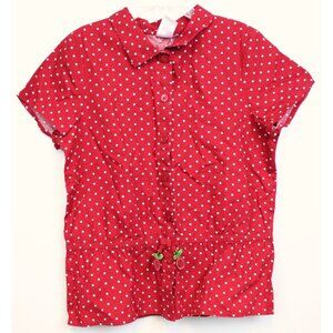 2006 Gymboree Cherry Pie Shirt sz 12 NWT Girls Red Polka Dot Button Up Bow